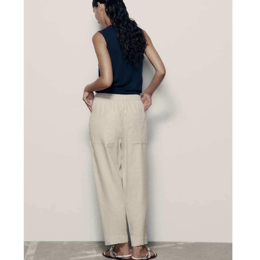 Zara Relaxed Fit Linen-Blend Pants Sz. Small - Picture 7 of 11
